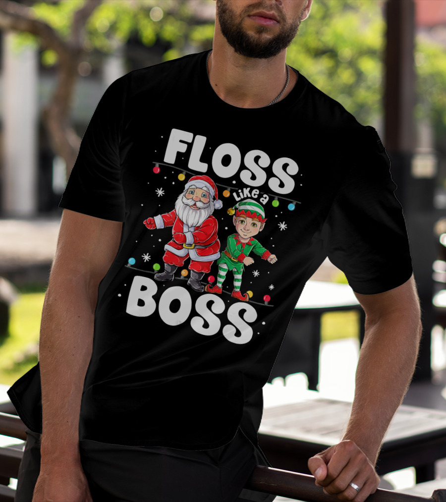 Floss Like A Boss Santa And Elf Christmas Dance T-Shirt