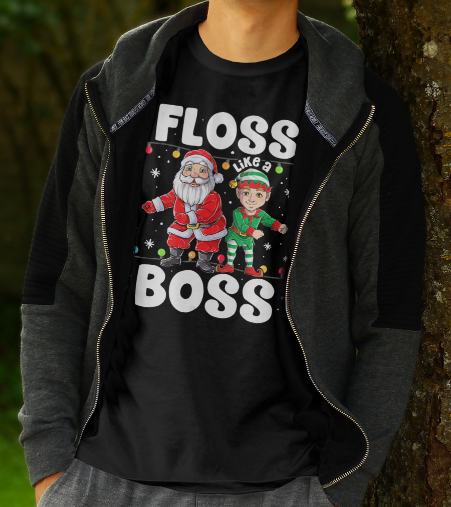 Floss Like A Boss Santa And Elf Christmas Dance T-Shirt