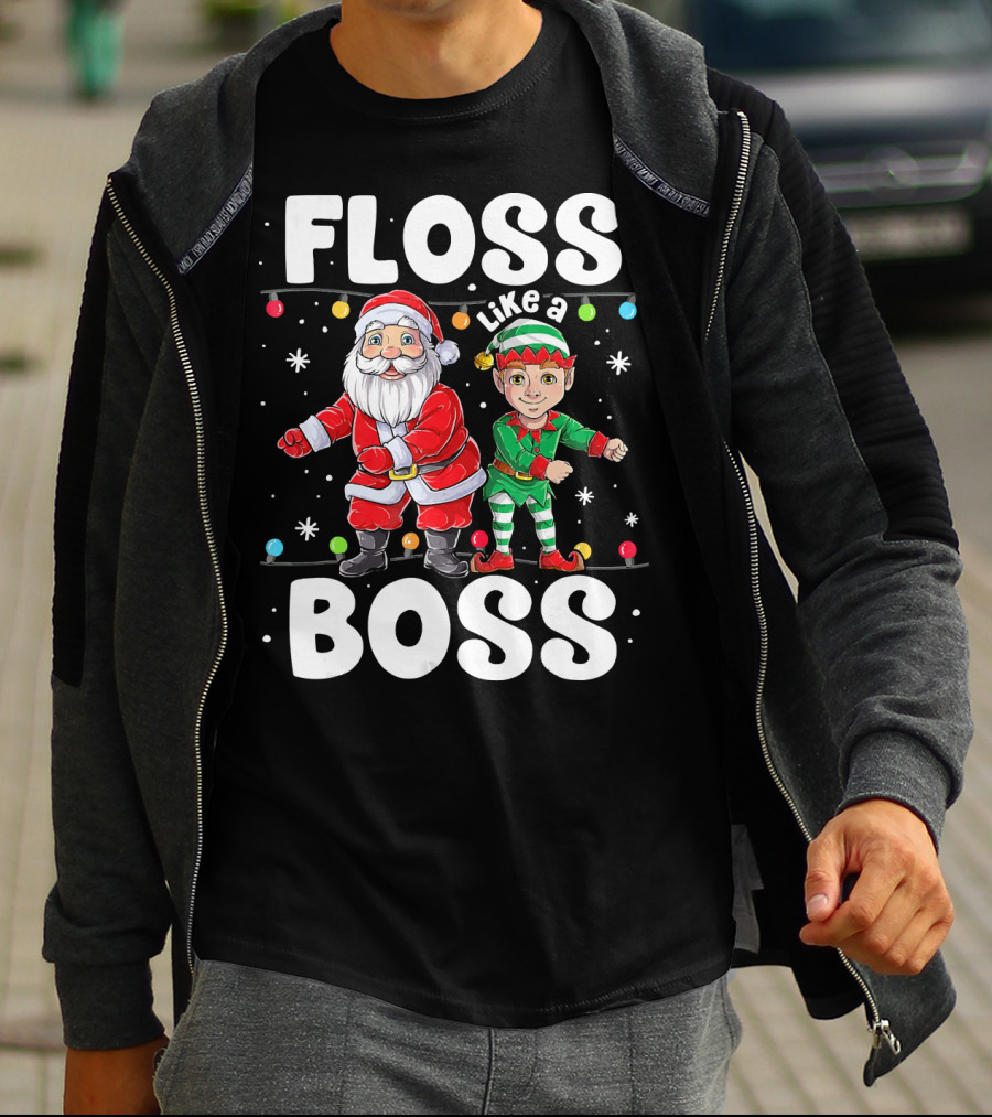 Floss Like A Boss Santa And Elf Christmas Dance T-Shirt
