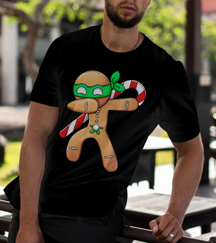 Christmas Boys Dabbing Gingerbread Ninja Candy Cane T-Shirt