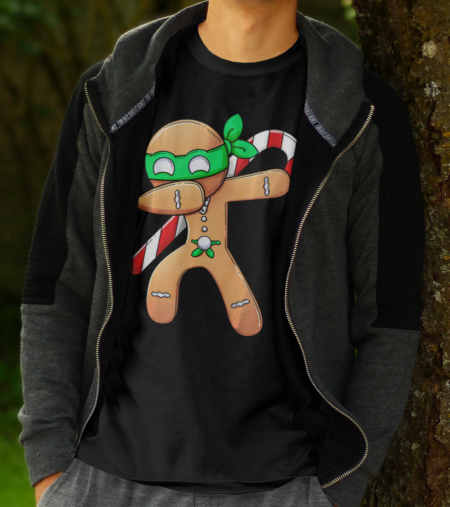 Christmas Boys Dabbing Gingerbread Ninja Candy Cane T-Shirt