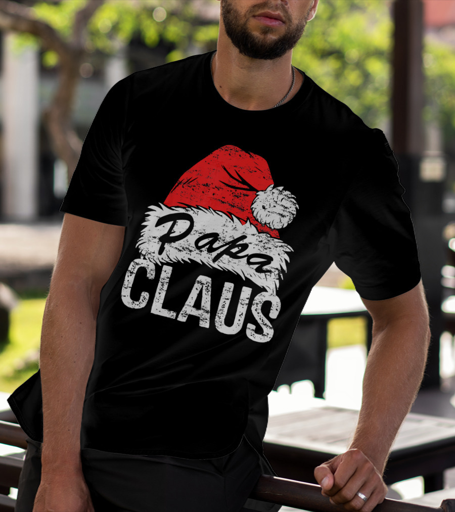 Papa Claus Matching Family Christmas Santa Hat T-Shirt