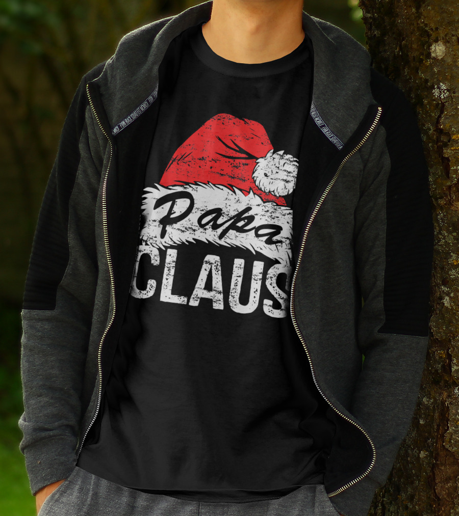 Papa Claus Matching Family Christmas Santa Hat T-Shirt