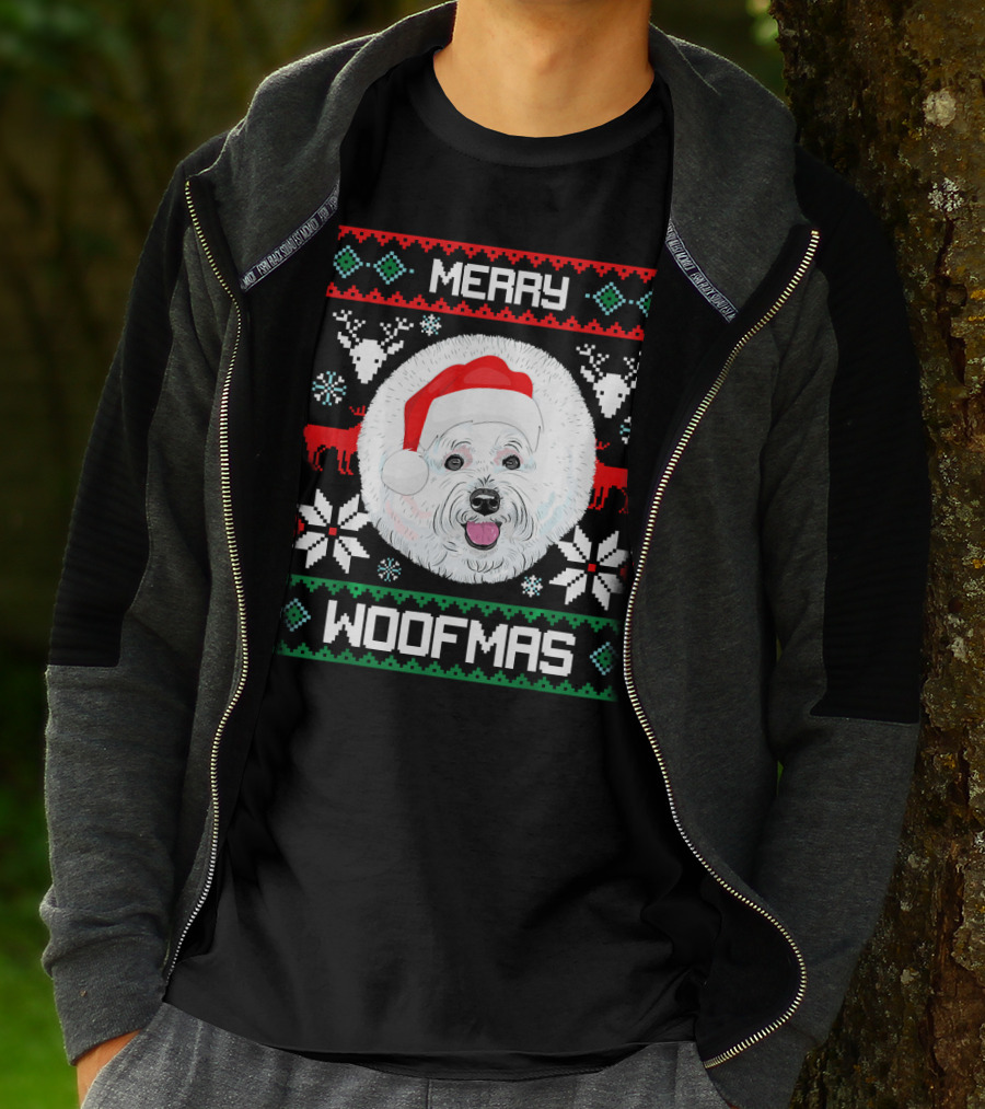 Merry Woofmas Bichon Frise Holiday T-Shirt