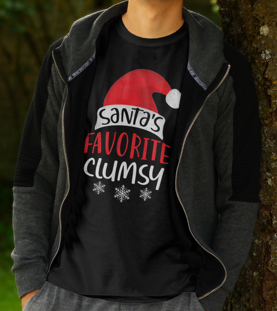 Santa's Favorite Clumsy Christmas Snowflakes Santa Hat T-Shirt