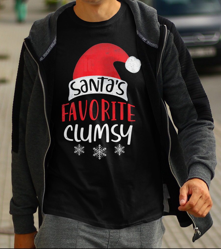 Santa's Favorite Clumsy Christmas Snowflakes Santa Hat T-Shirt