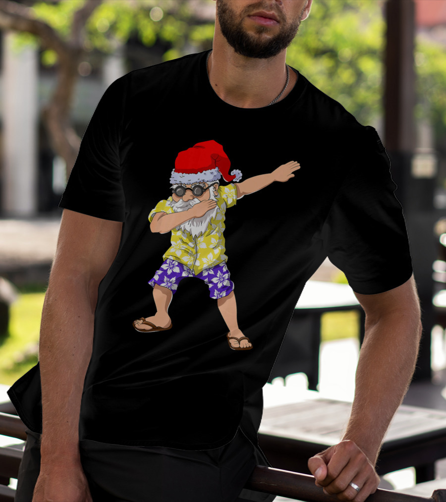 Santa Claus Dabbing In Hawaiian Shirt Christmas In July T-Shirt