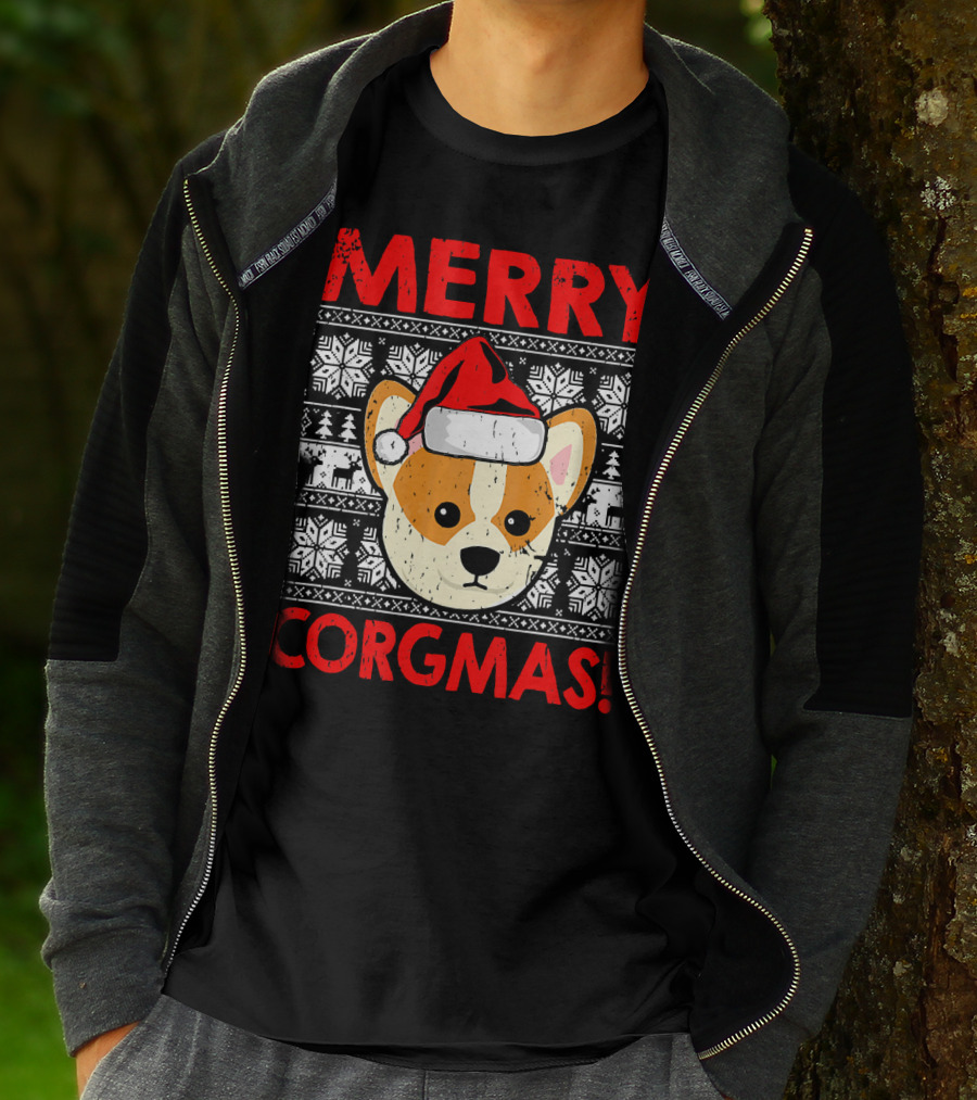 Merry Corgmas Funny Christmas Santa Corgi Dog T-Shirt