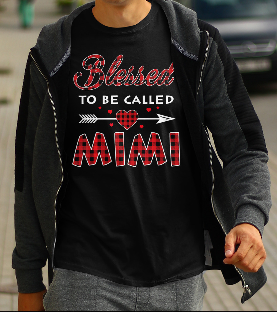 Blessed To Be Called Mimi Buffalo Plaid Heart Arrow T-Shirt