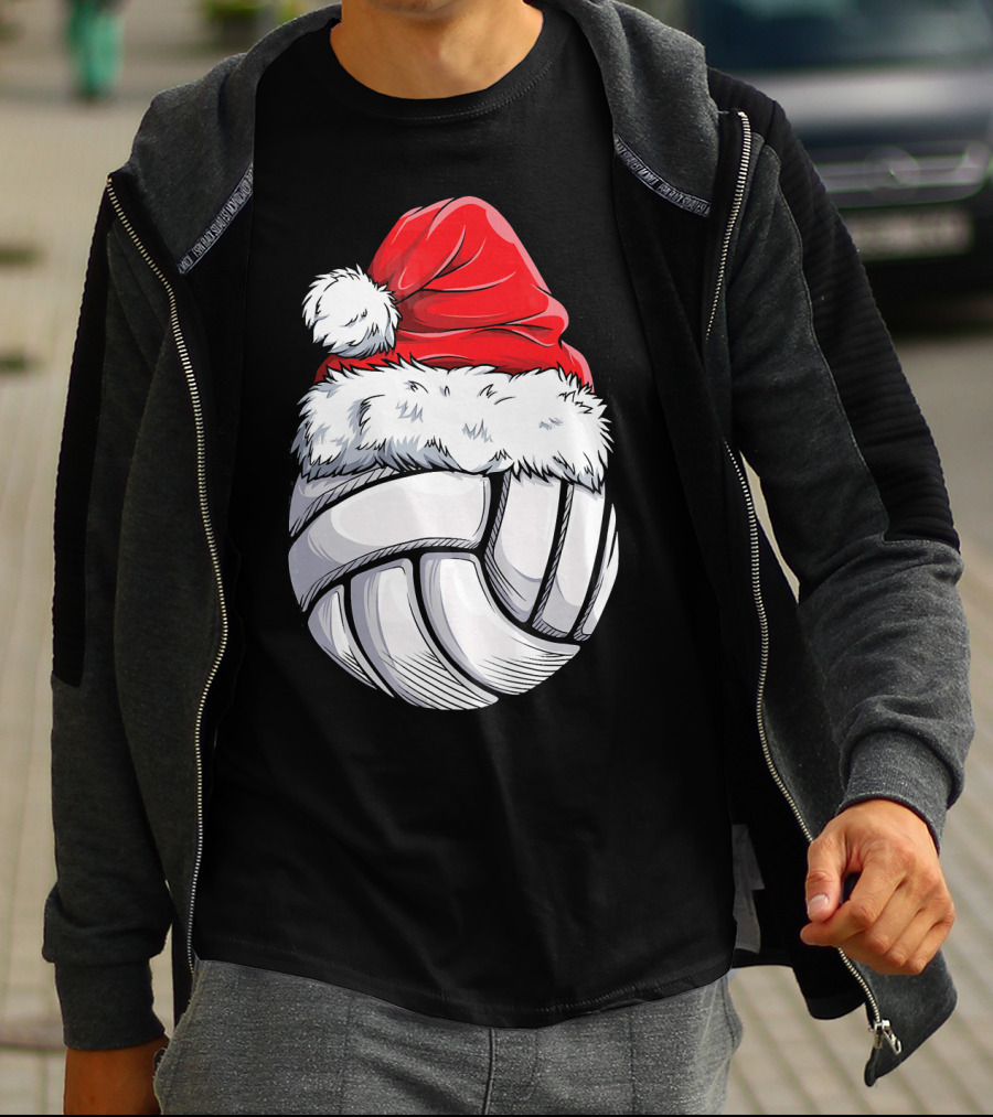 Volleyball Santa Hat Christmas Ball T-Shirt