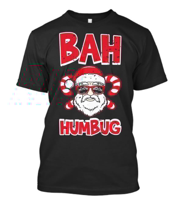 Bah Humbug Santa Candy Cane Glasses T-Shirt