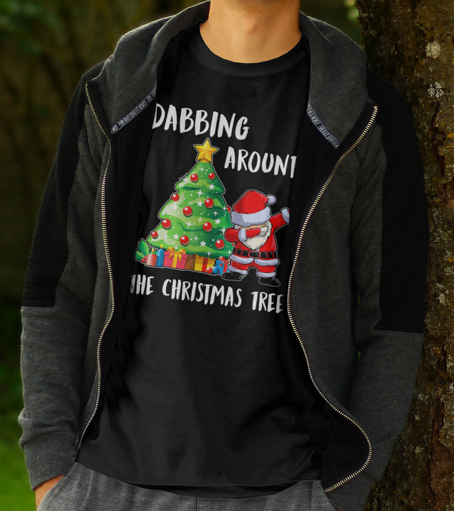 Dabbing Santa Claus Around The Christmas Tree T-Shirt