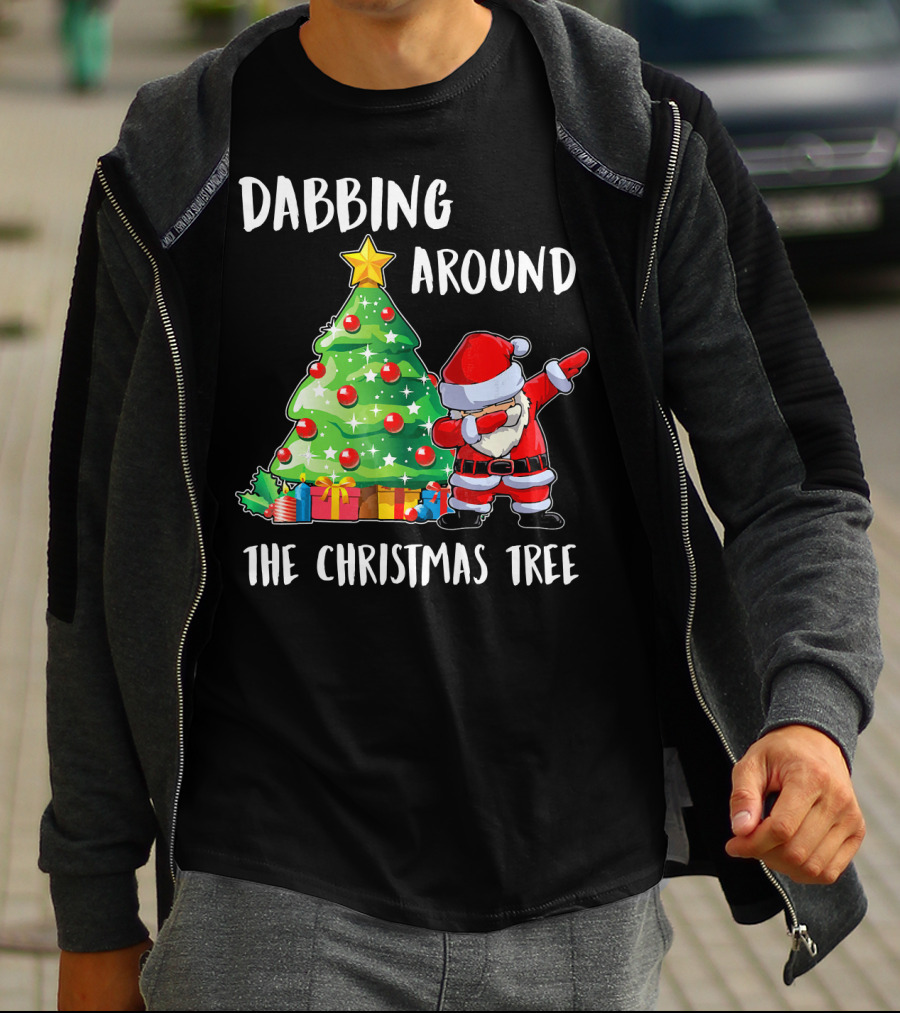 Dabbing Santa Claus Around The Christmas Tree T-Shirt