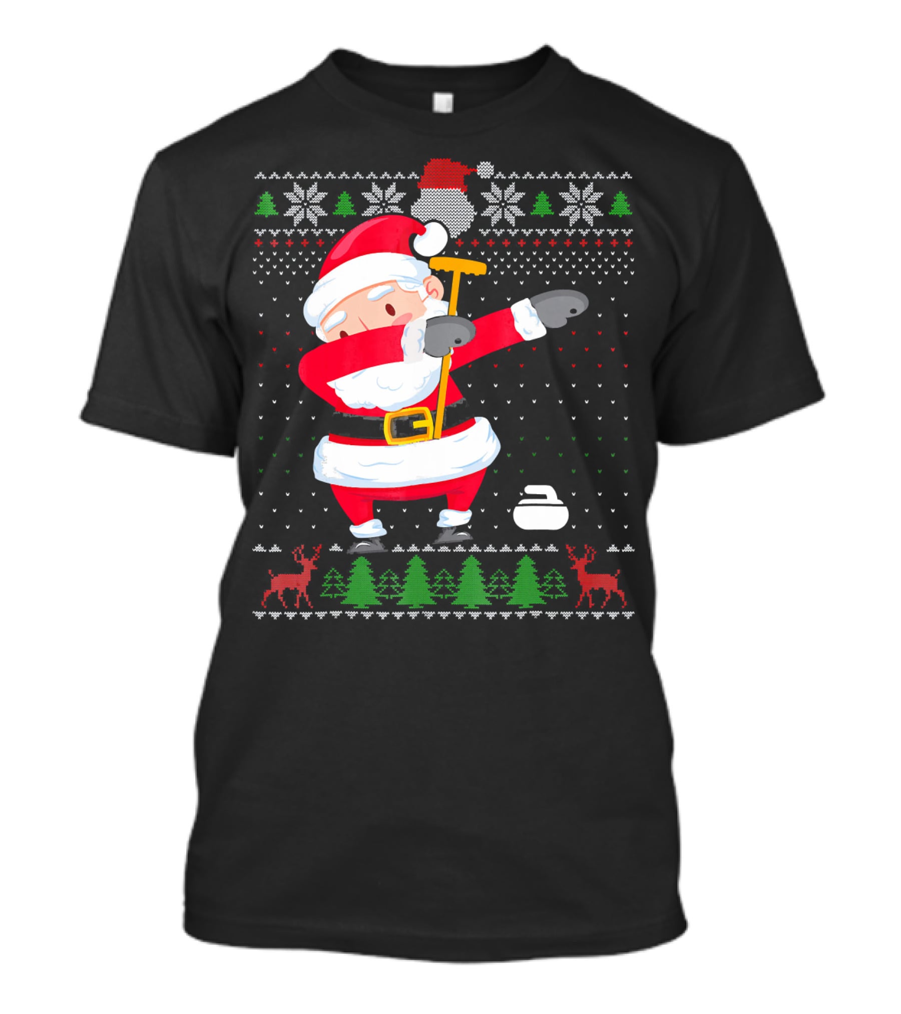 Dabbing Santa Ugly Christmas Sweater Curling T-Shirt
