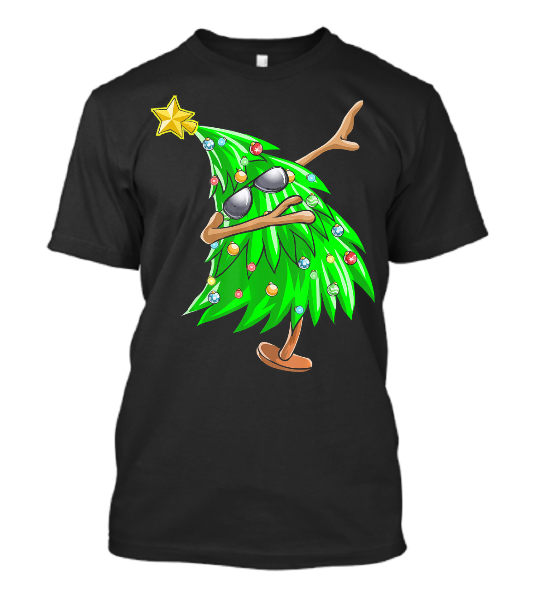 Dabbing Christmas Tree With Sunglasses And Star Topper T-Shirt