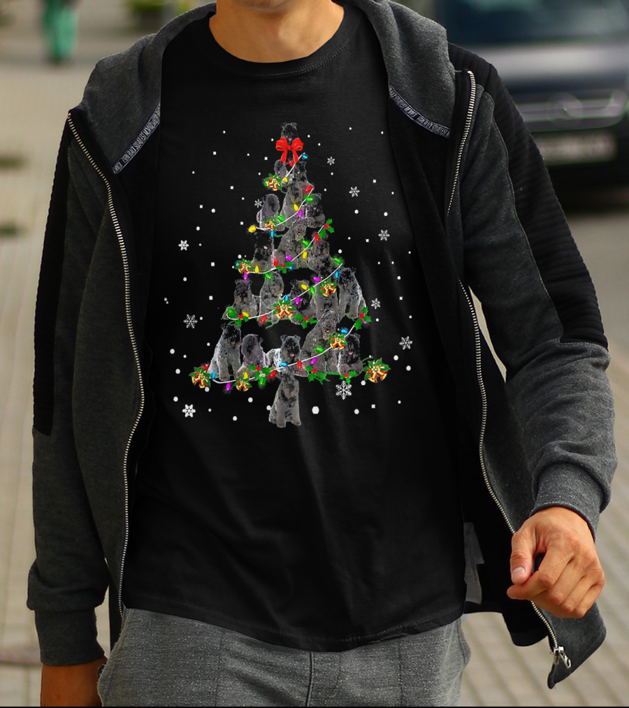 Kerry Blue Terrier Christmas Tree Lights And Snowflakes T-Shirt