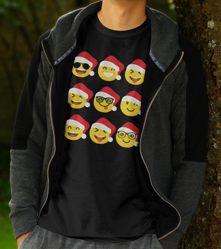 Christmas Funny Santa Emojis Faces T-Shirt