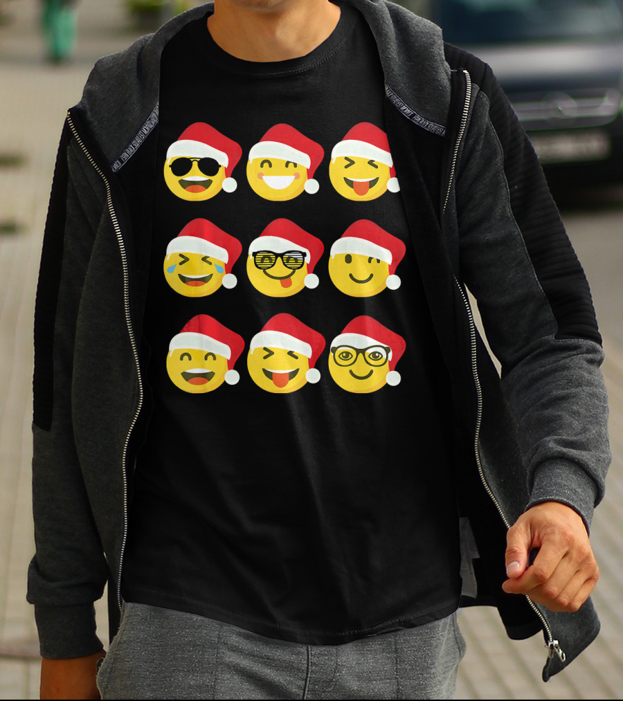 Christmas Funny Santa Emojis Faces T-Shirt