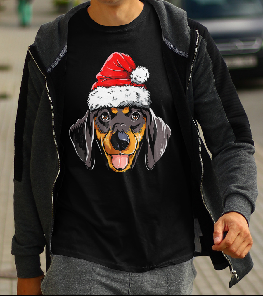 Dachshund Santa Hat Festive Dog Christmas T-Shirt