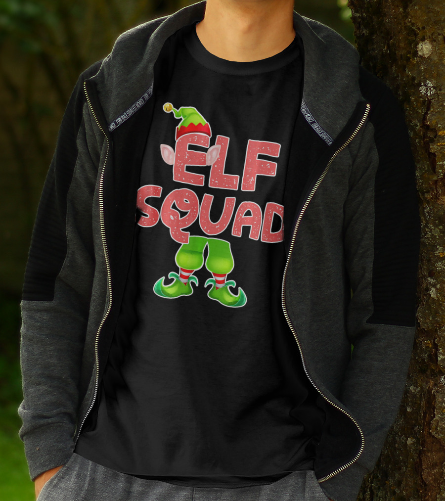 Elf Squad Funny Merry Christmas Hat And Shoes T-Shirt