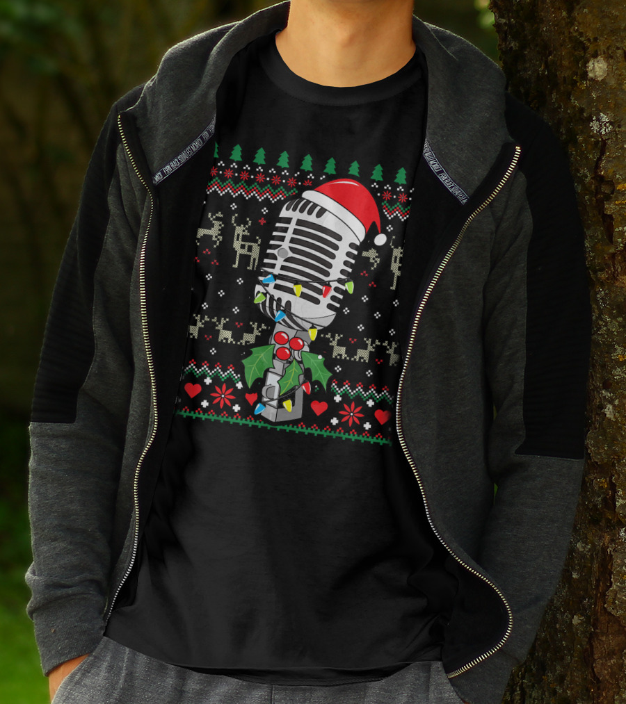 Singer Microphone Vintage Sing Christmas Holiday T-Shirt