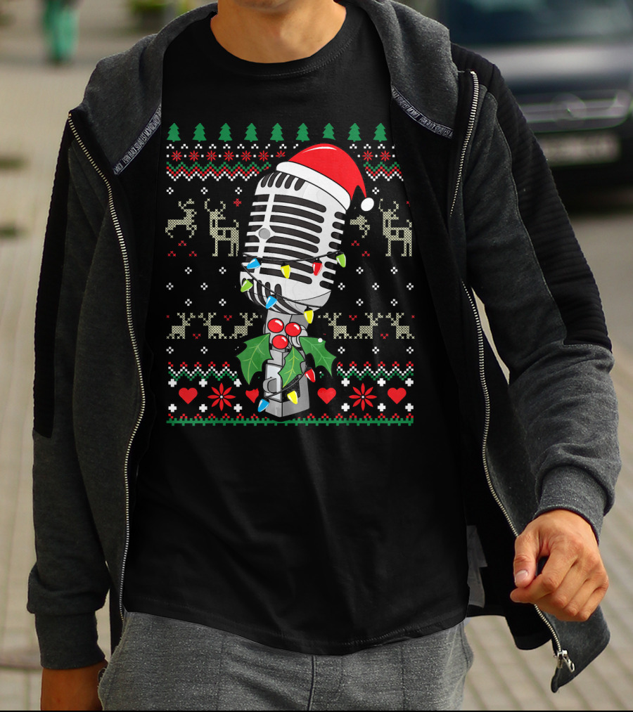 Singer Microphone Vintage Sing Christmas Holiday T-Shirt