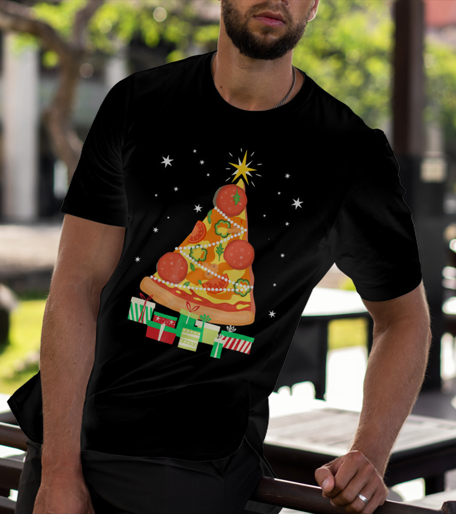 Pizza Christmas Tree Slice Festive Gifts T-Shirt