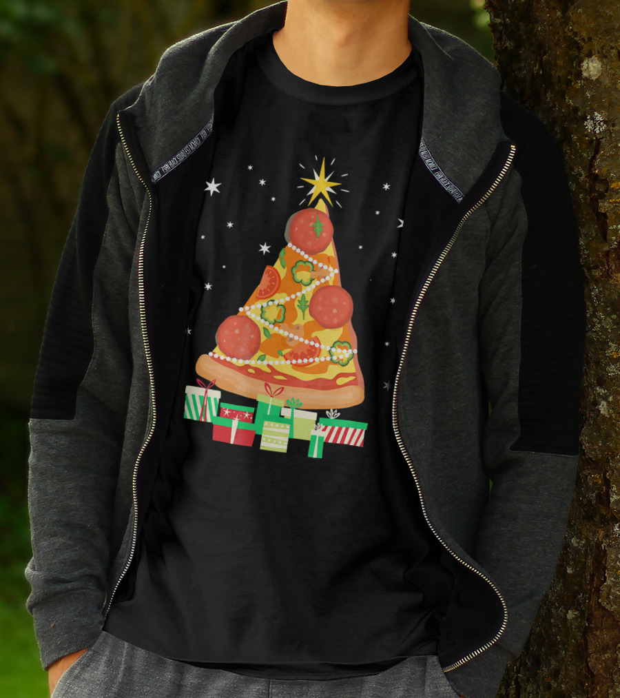 Pizza Christmas Tree Slice Festive Gifts T-Shirt