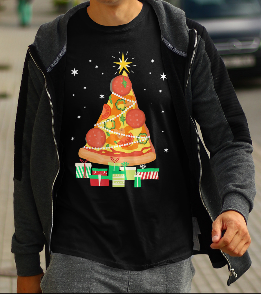 Pizza Christmas Tree Slice Festive Gifts T-Shirt