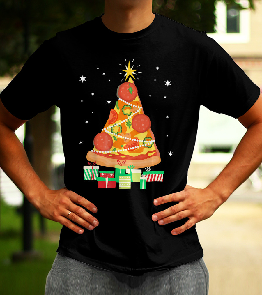 Pizza Christmas Tree Slice Festive Gifts T-Shirt