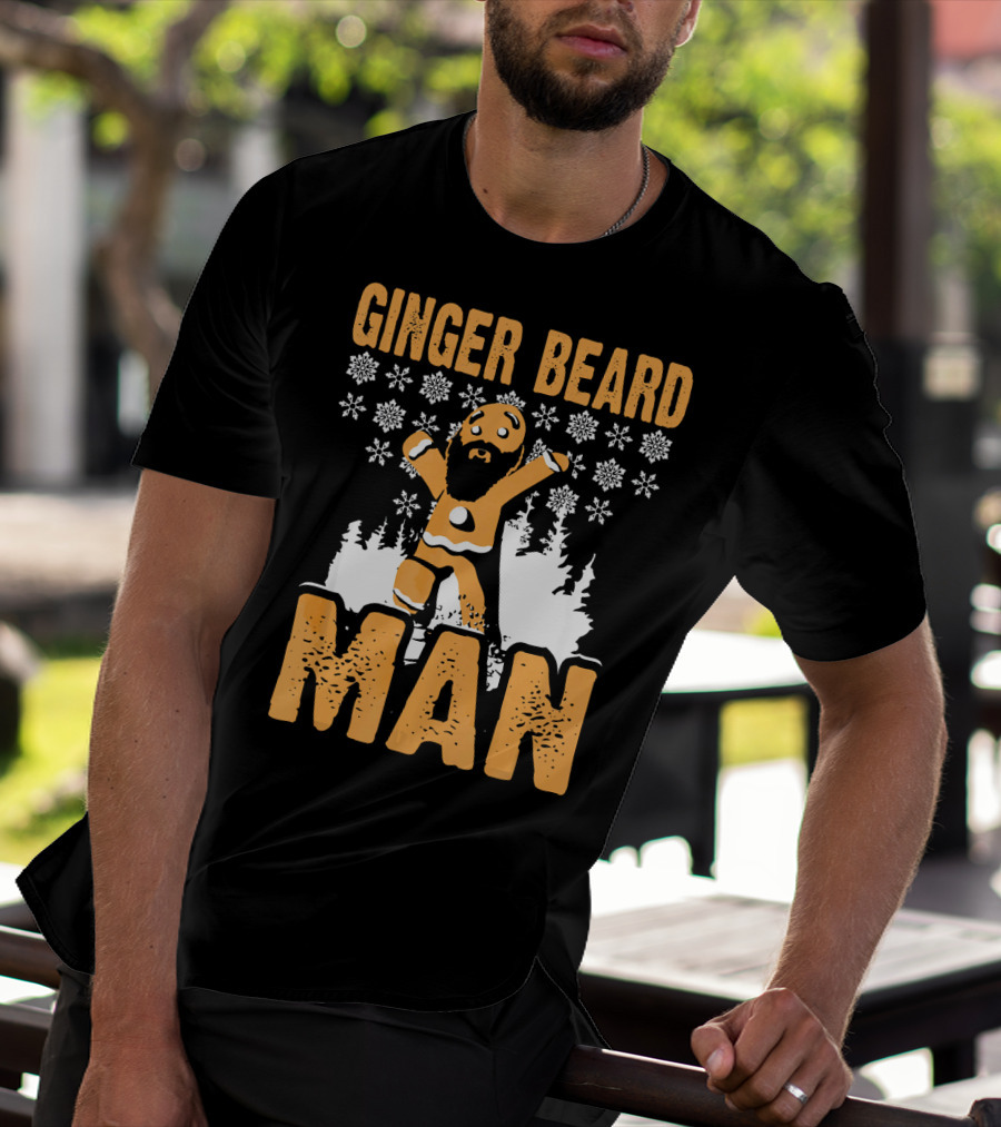 Ginger Beard Man Xmas Holiday Snowflakes Gingerbread T-Shirt