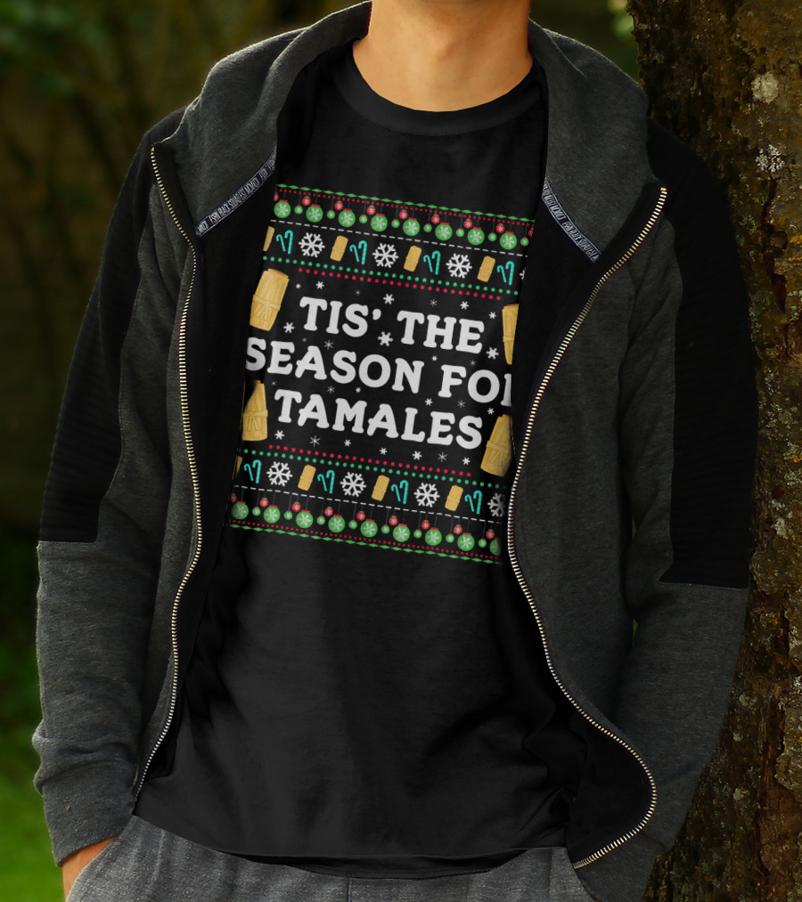Tis The Season For Tamales Funny Mexican Christmas Holiday Tamale Snowflakes Ornaments T-Shirt