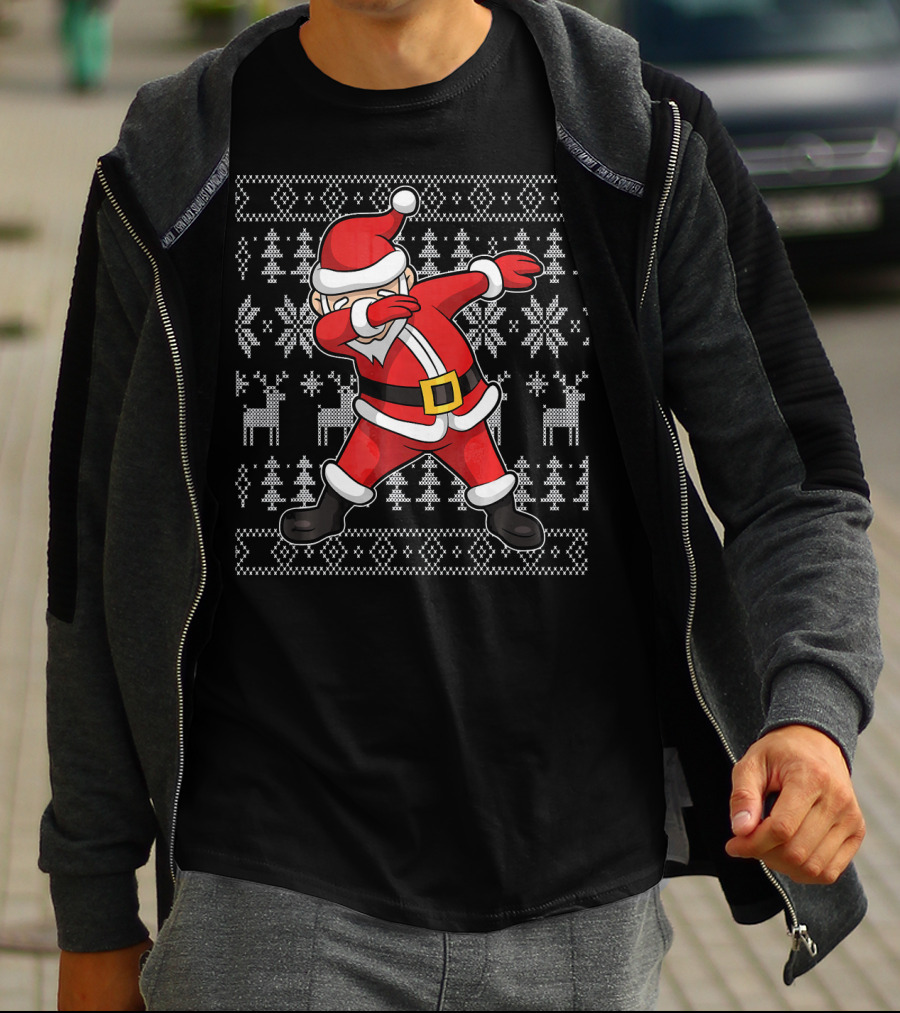 Dabbing Santa Claus On Ugly Christmas T-Shirt