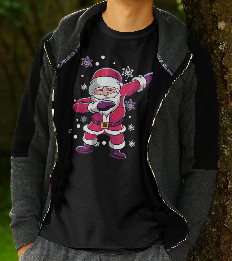 Dabbing Santa Claus With Snowflakes T-Shirt