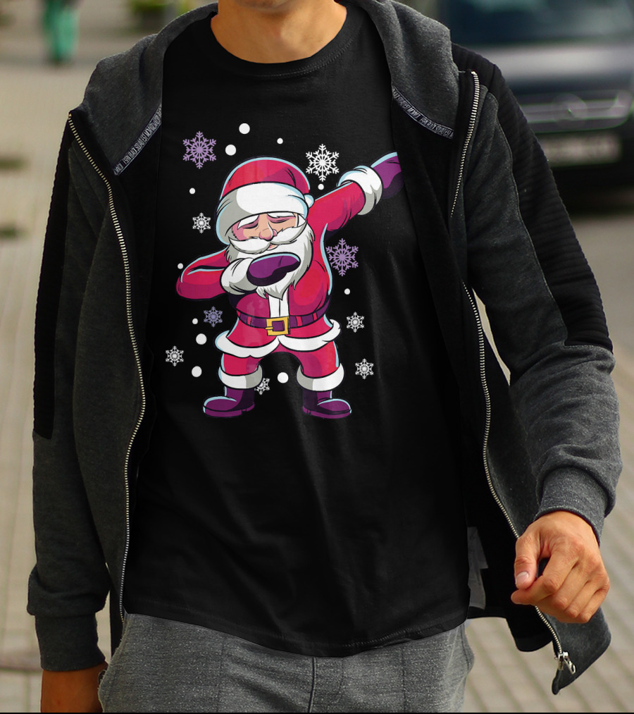 Dabbing Santa Claus With Snowflakes T-Shirt
