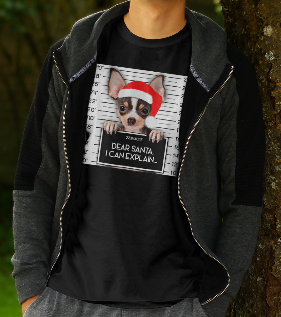 Dear Santa I Can Explain Chihuahua Xmas Santa Hat Lover T-Shirt