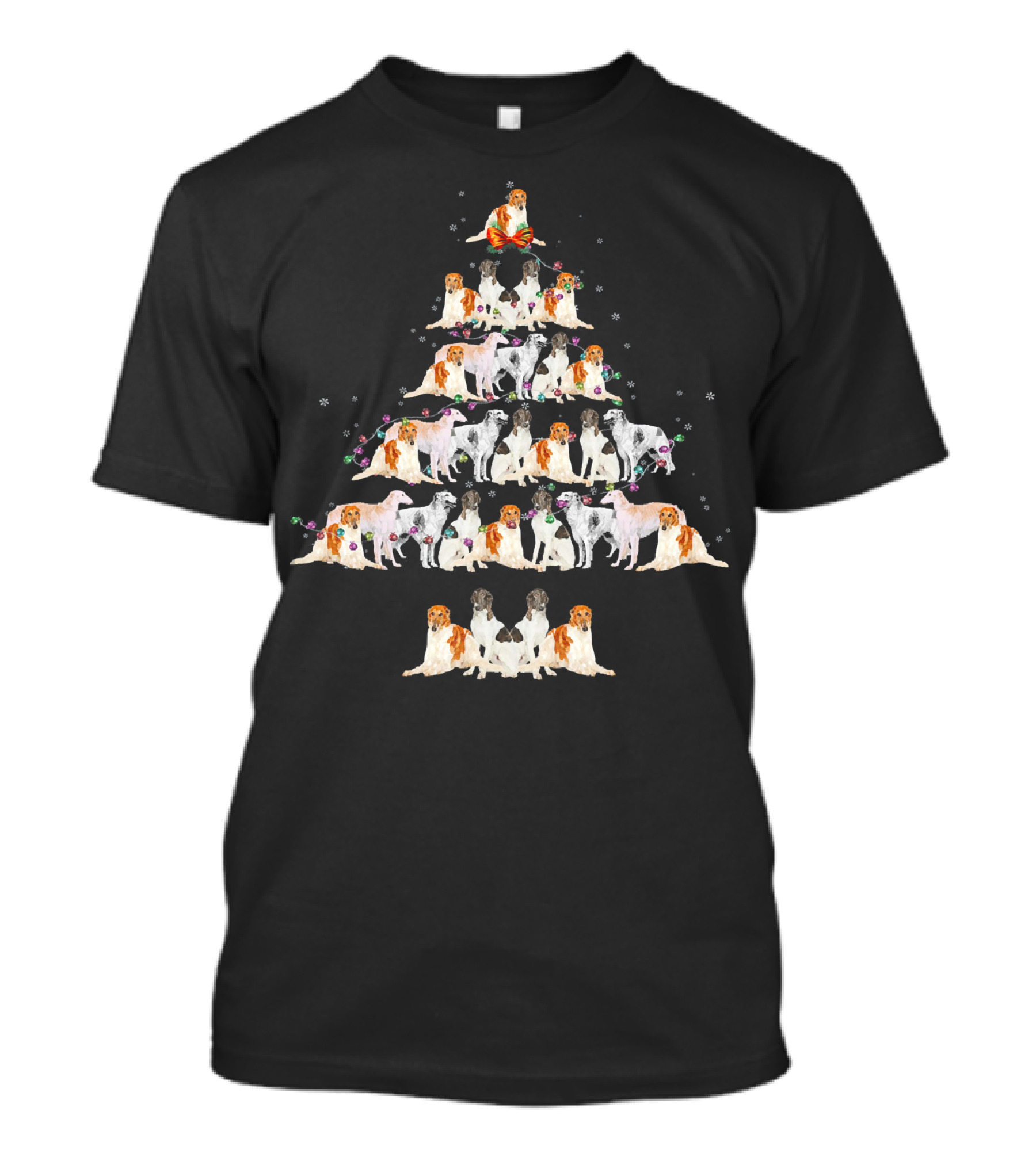 Borzoi Dog Christmas Tree Arrangement T-Shirt