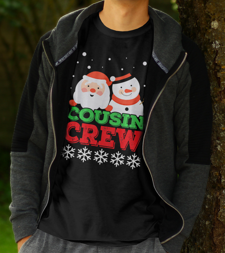 Cousin Crew Santa Snowman Christmas Party Snowflakes T-Shirt