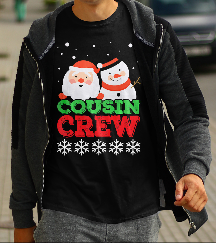 Cousin Crew Santa Snowman Christmas Party Snowflakes T-Shirt