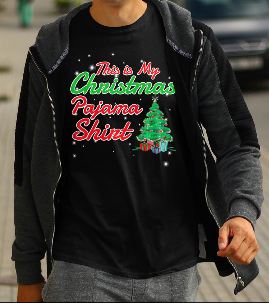 This Is My Christmas Pajama Shirt Holiday Tree Matching Family T-Shirt