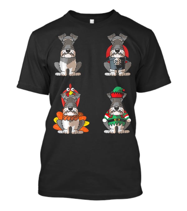 Miniature Schnauzer Seasons Halloween Thanksgiving Christmas Outfits T-Shirt