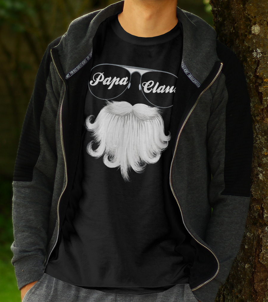 Papa Claus Funny Grandpa Dad Granda Sunglasses Beard T-Shirt