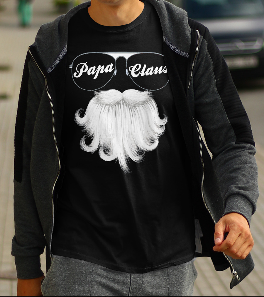 Papa Claus Funny Grandpa Dad Granda Sunglasses Beard T-Shirt