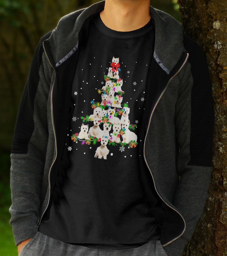 Cute West Highland White Terrier Dogs Christmas Tree T-Shirt