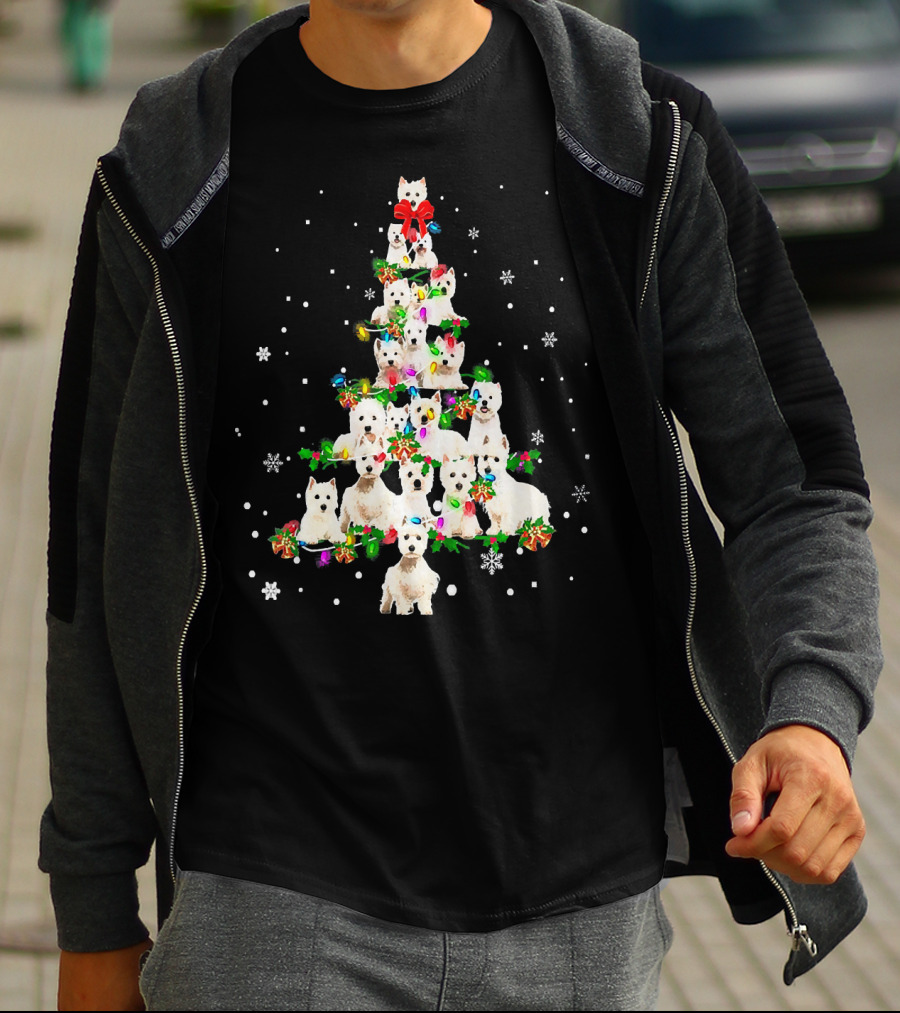Cute West Highland White Terrier Dogs Christmas Tree T-Shirt