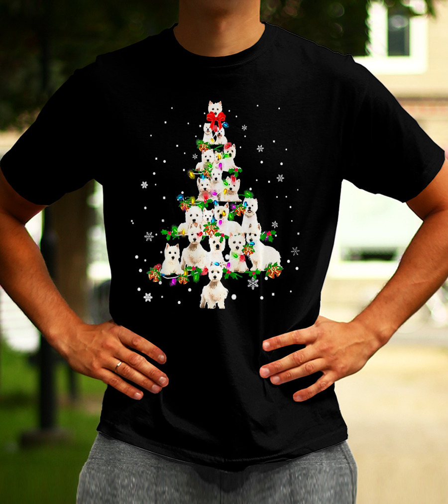 Cute West Highland White Terrier Dogs Christmas Tree T-Shirt