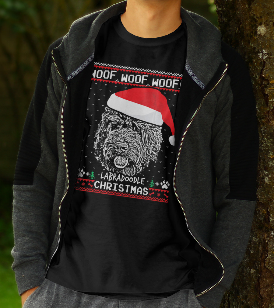 Woof Woof Woof Labradoodle Christmas T-Shirt
