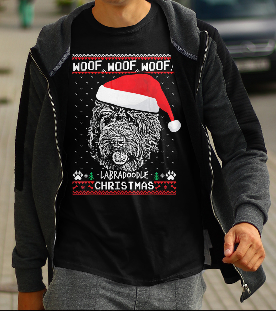 Woof Woof Woof Labradoodle Christmas T-Shirt