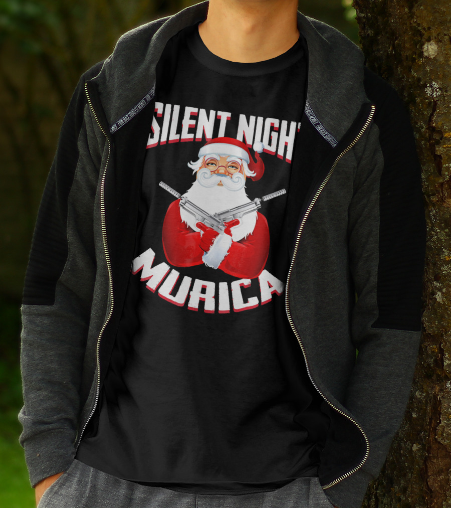 Silent Night Murica Santa With Guns T-Shirt