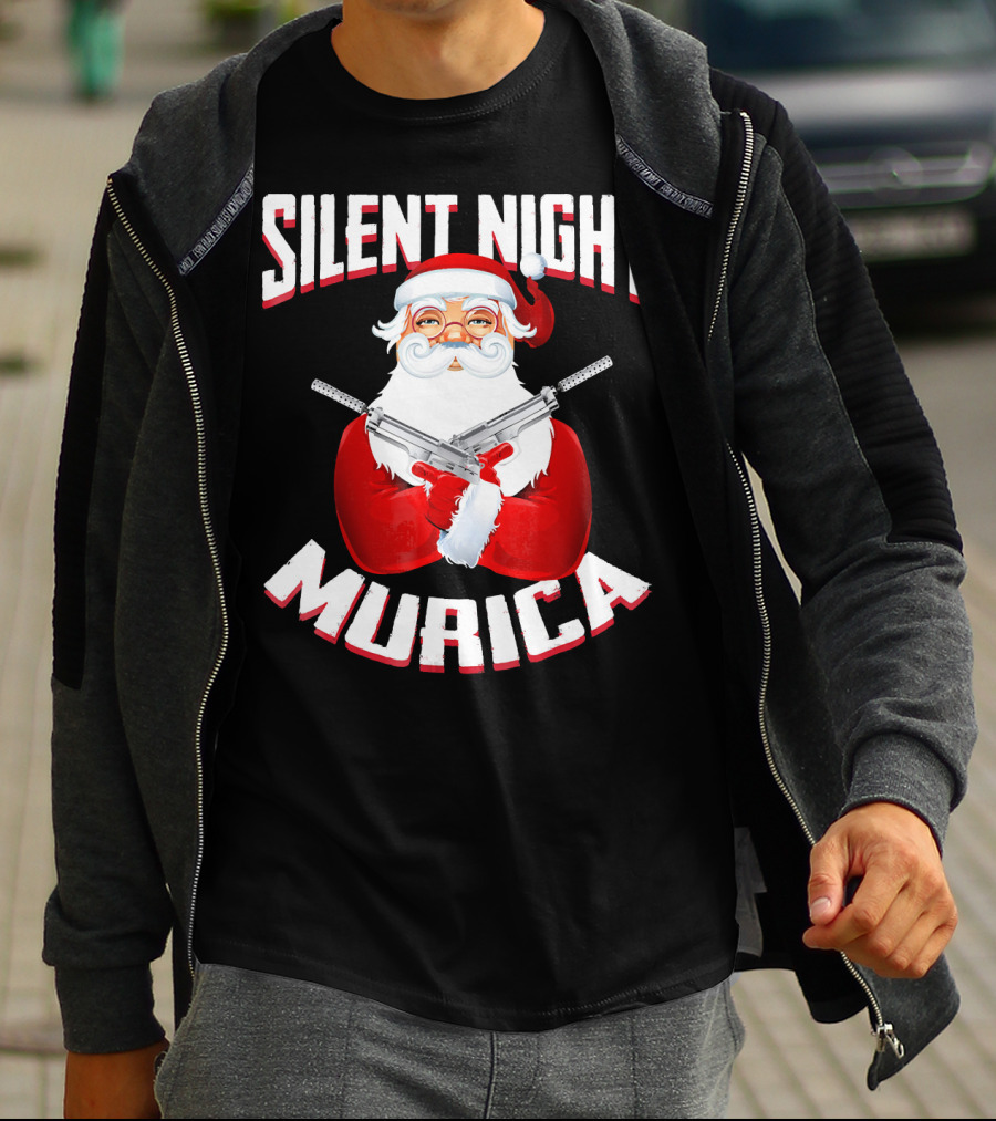 Silent Night Murica Santa With Guns T-Shirt